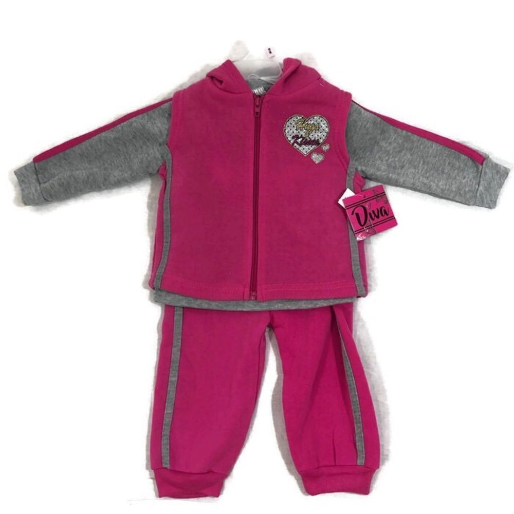 3 piece Sweat suit Outfit‎ Girls Size 18 mo NWT